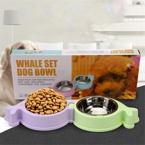 Pet Bowl Double Cat Splicable 2in1 Feeder Separable Dog Non-slip Tableware Puppy Feeding Food Drinking Water Bowls Supplies