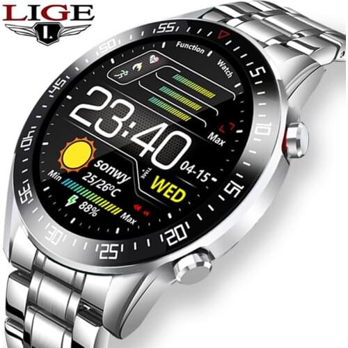 LIGE 2020 fashion Full circle touch screen Mens Smart Watches IP68 Waterproof Sports Fitness Watch Luxury Smart Watch for men