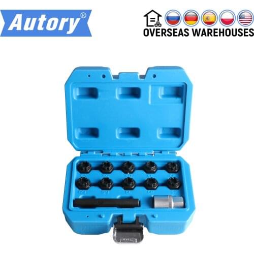 12Pcs Car Wheel Lock Set Kit Installing Removing for Mercedes Benz Special Anti-theft Screw Sleeve 1/2" 12.5mm Socket Tool 5A 5X