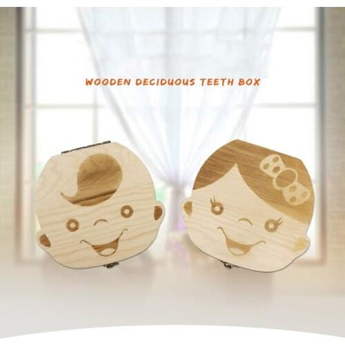 Customizable Boy Girl Milk Teeth Storage Box Wood Baby Tooth Box Record Childs Growth