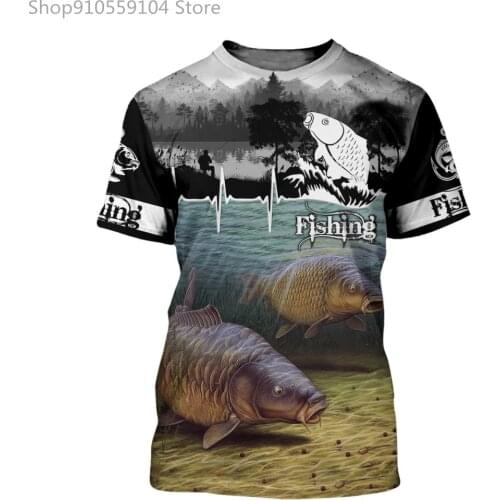 2021 New Summer Shirt Unisex Streetwear T-shirt Cute 3D Carp Fishing Cross Print T-shirt Harajuku Fashion Short Sleeve