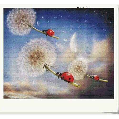 Dandelion flying Cross Stitch Kits Crafts 14CT Unprinted For Embroidered Handmade Art Oil Painting Wall Home Decor