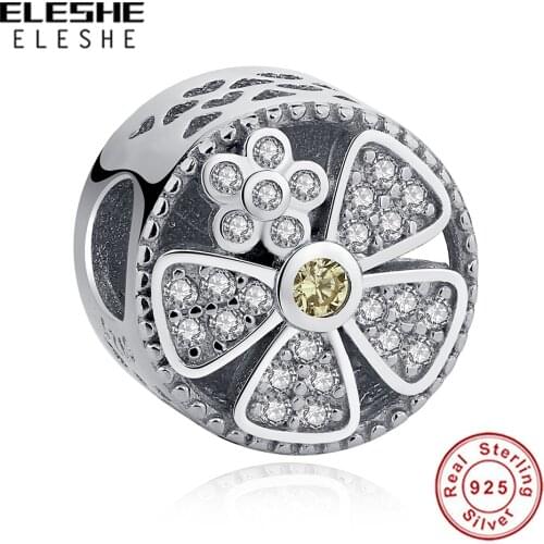 Personalized Photo Custom Charm 925 Sterling Silver Daisy With Crystal Bead Fit Bracelet Charms DIY Making