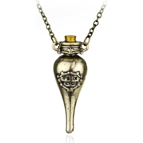 Wizard Felix Felicis Bottle Necklace Wizard Potions Bottle Pendant Wizard Cosplay Halloween Cosplay Accessory Holiday Birt