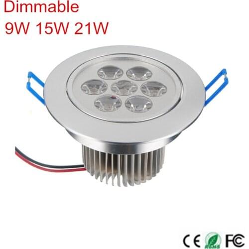 9w 15w 21w cool white/warm white dimmable LED Recessed Downlight AC110V-220V for home bathroom kitch store lights 10Pcs