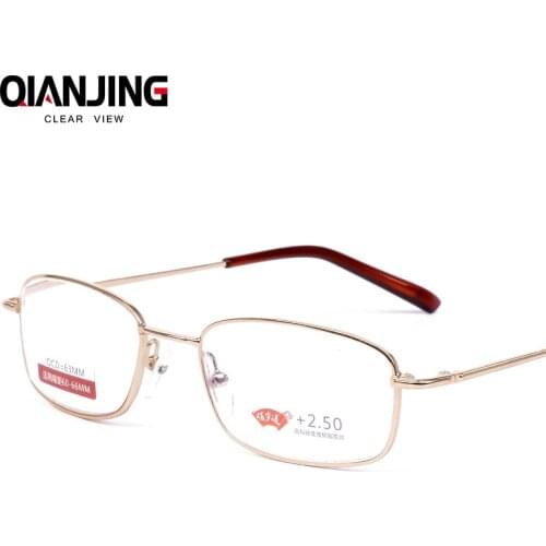 QianJing Full Metal Frame Glass Lenses Female Male Reading Glasses Women Men Unisex Eyewear +1.0 +1.5 +2.0 +2.5 +3.0 +3.5 +4.0