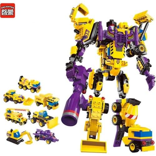 Enlighten 7 in 1 Transformered Bricks Compatible Deformation Robot Model Building Blocks Sets Assembly Children Education toy