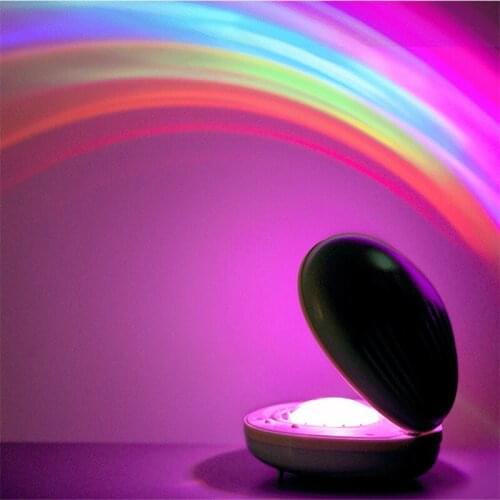 Romantic Shell Rainbow Projector Lamp LED Night Light Colorful Rainbow Lamp Girls Gift Baby Bedroom Atmosphere Lamp Home Decor