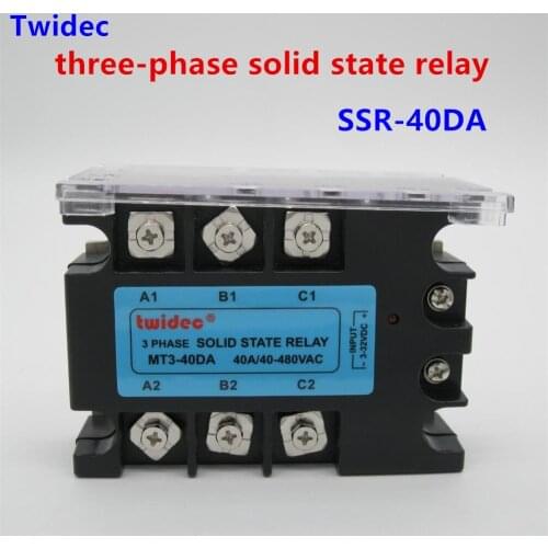 High quality Three Phase Solid State Relay SSR-40DA Relay 3-32VDC to 30-480V AC SR Relay Solid State Three Phase dc to ac Rele