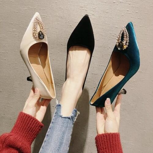 Womens Shoes pumps 2020 Spring New Metal Buckle Stiletto Heels