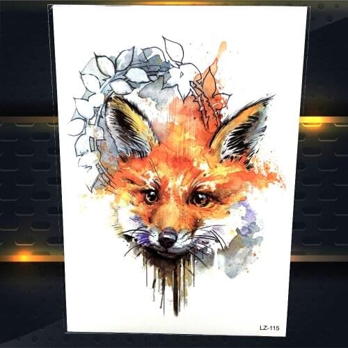 25 Design Sexy Watercolor Fox Waterproof Temporary Tattoo Stickers 21x15CM Women Makeup Body Art Fake Flash Men Tattoo Neck