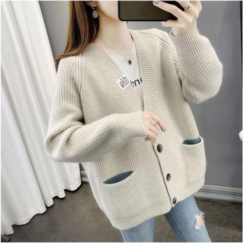 New sweater jacket female 2021 spring models womens fashion Korean loose single-breasted knitted cardigan sweater jacket s479