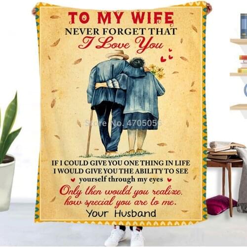 Passionate Love for My Wife Winter Warm Thicken Blanket Letter 3D Print Blankets on Bed Home Textiles Best Gift 150x200cm