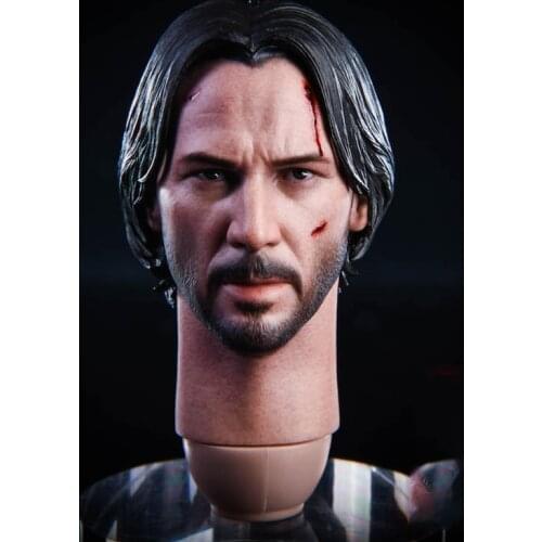 1/6 Soldiers Head Sculpture Killing God 2.0 Head Sculpture Keanu Reeves Battle Damage Head Sculpture