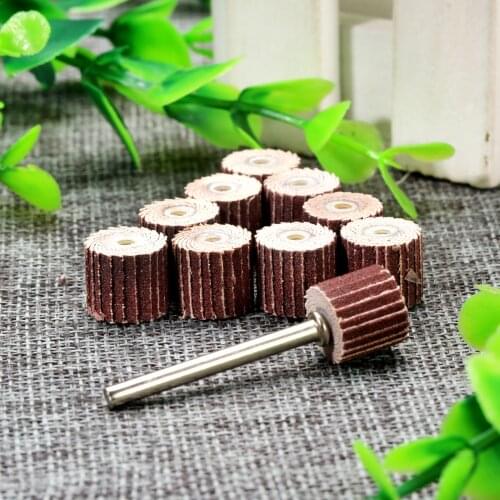 10pcs/set Dremel Accessories 240-Grit 10x10x3mm Sanding Flap Disc Grinding Flap Wheels Brush Sand+Mandrel for Dremel Rotary Tool