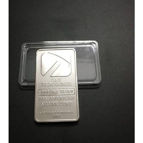 10 pcs Non magnetic Pan American Hammer bullion bar 1 OZ silver plated ingot badge 50 mm x 28 mm collectible decoration bars