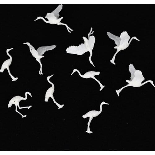 10 Pieces Plastic Miniature Japanese Crane Bird Figurines For DIY Sand Table