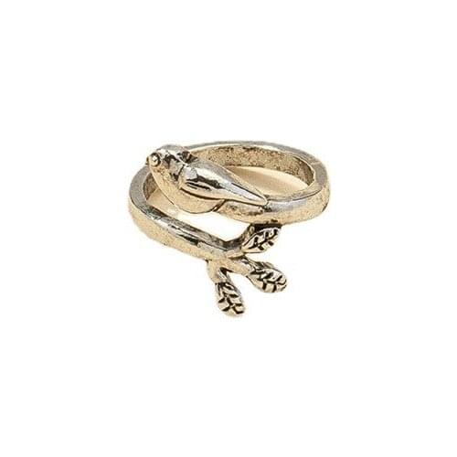 2021 Ins Trendy Antique Bird Swallow Leaf Branch Irregular Minimalism Finger Rings Korean Fashion Women Party Jewelry