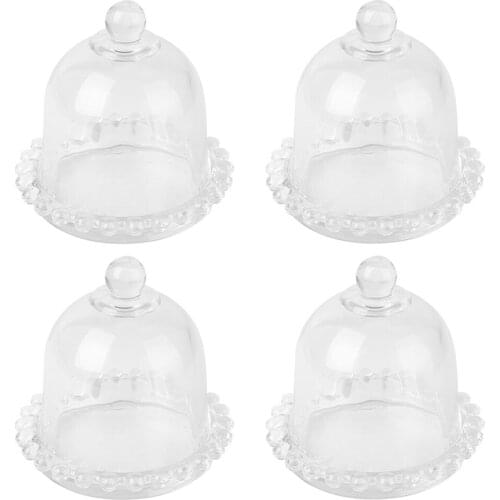 4pcs Practical Food Dust Covers Insect-Proof Dish Covers Transparent Food Tents Crystal Glass Cake Cover