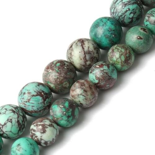 6/8/10mm Natural Mineral Green Sediment Jaspers Tursuoises Round Stone Beads for Jewelry Making DIY Bracelet Accessories 15