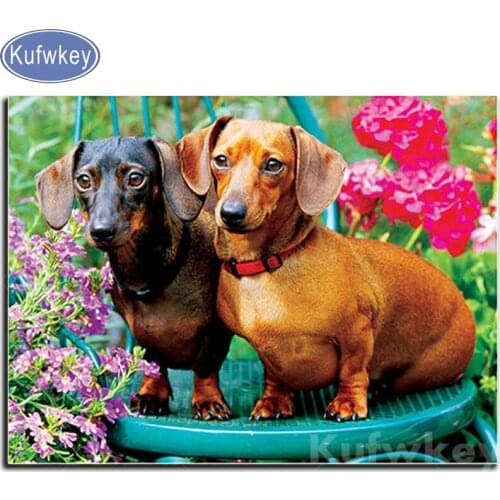 5D Diy Diamond Painting Dachshund Shorthaired Picture of Rhinestones Diamond Embroidery Mosaic pet puppy full stones stickers