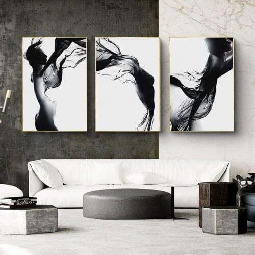 Black and White Nude Woman Poster Abstract Wall Art Canvas Painting Nordic Print Wall Pictures for Living Room Modern Home Decor