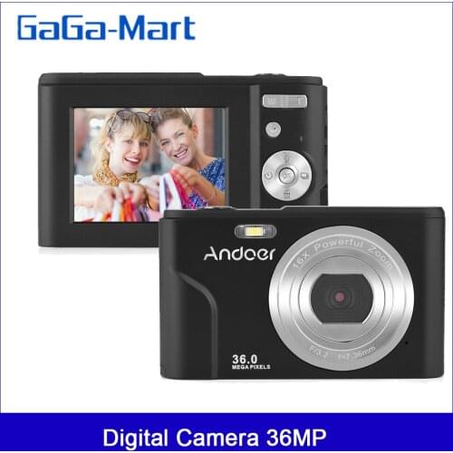 Digital Camera 36MP 1080P 2.4-inch IPS Screen 16X Self-Timer 128GB Extended Face Detection Anti-shaking Built-in 2PCS Batteries