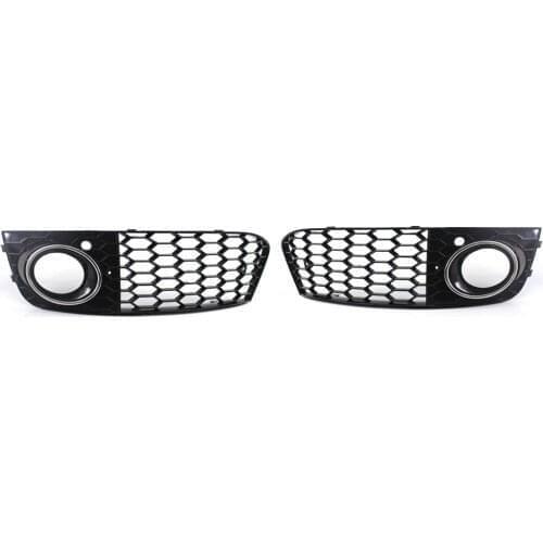 For 2009-2011 AUDI A4 B8 RS4 STYLE BLACK MESH GRILL FOG LIGHT GRILLE with CHROME