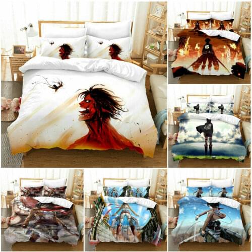 Attack on Titan Eren Jaeger Home Textile Pillow Case 3D Bed Linen Duvet Covers Comforter Bedding Sets Bed Set Home Decor Bedding