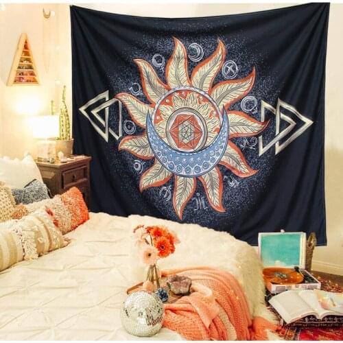 Moon Sun Tapestry Wall Hanging Tapestries Gold and Black Wall Blanket Wall Art for Living Room Bedroom Home Decor