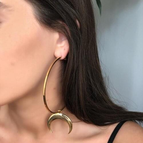 GULCE DERELI, CRESCENT CHARM EARRINGS, HOOP EARRINGS, CHARM EARRINGS, GIFT BOX, GOLD/SILVER PLATED