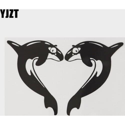 YJZT 15.3CM×9.8CM Personality Dolphin Love Heart Car Sticker Vinyl Decal 18A-0136