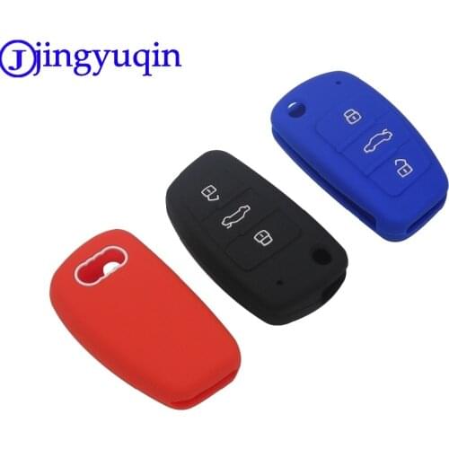 Jingyuqin 10ps 3 Buttons Car Silicone Key Flid Folding Cover Case Cover Fob Shell For Audi A1 A3 Q3 Q7 R8 A6L TT Key Case