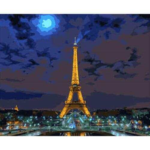 Paint by Number Diy Gift Kit Tekening Op Canvas Olieverf Picture Wall Art Home Decoration Frame Fant 40X50cm Night Scene