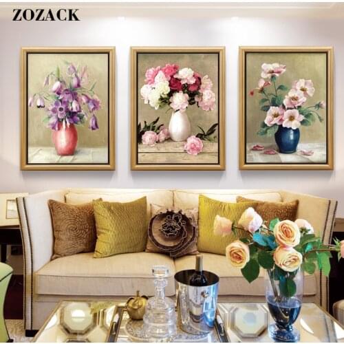 DIY Chinese Cross Stitch Kits Embroidery Needlework Sets Beautiful flower vase Precision printing Cross-Stitch Home Decoration