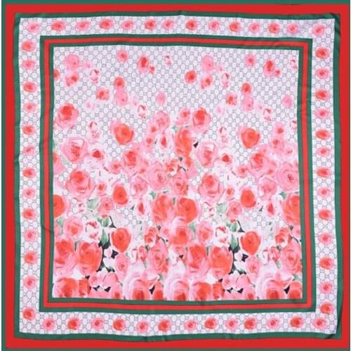 KOI LEAPING new fashion 100% silk scarf womens headscarf flowers print twill silk scarf scarves fashion large shawl 130*130cm