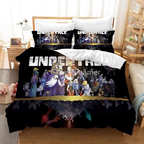 New 2021 3D Printed Undertale Game Frisk Sans Papyrus Bedding Set With Pillowcase Cover For Kids And Adults Cool Duvet Cover