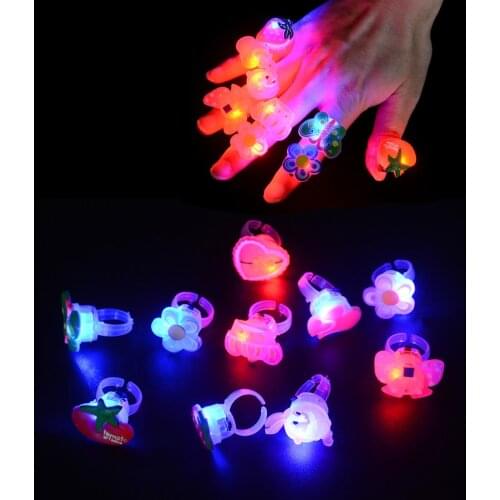 Childrens 5pcs/set Creative LED Flash finger light kids luminous color light-up rings bar party concert Xmas boy/girls' gifts