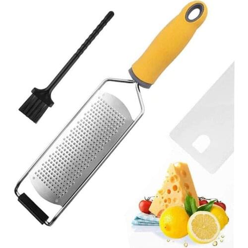 Lemon Zester Cheese Grater Stainless Steel Mill Cheese Grater Tools Chocolate Lemon Zester Fruit Peeler Rape with Cleaning Brush