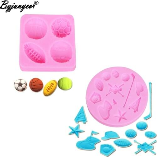 M954 Diy Ball Football Basketball Baseball Football UV Resin Silicone Mold Fondant Chocolate Candy Gumpaste Lollipop Crystal Ep