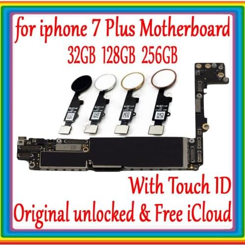 For iphone 7 Plus 5.5 inch Motherboard 32GB 128GB 256GB 100% Original unlocked for iphone 7 Plus Mainboard with/without Touch ID