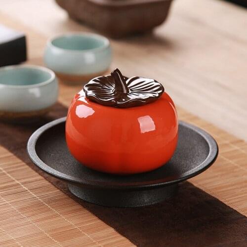 Multifunction Chinese Style Persimmon Tea Caddies Teabox Tea Jar Mini Tea Storage Boxes Coffee box Powder Cans