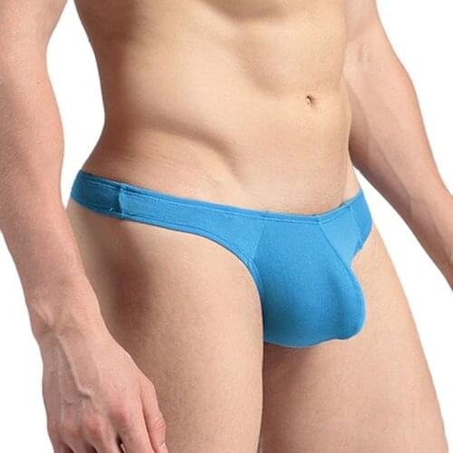 Sexy Gay G-Strings Thongs Men Jockstrap Male Panties Erotic Temptation Gay Underwear Men Low Waist U Convex Briefs T Back Solid