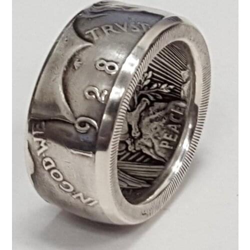 1928 American Stamp Logo Ring History Mark Silver Color Special Pattern Ring Big Thumb Mens Jewelry For Cocktail Party Ring