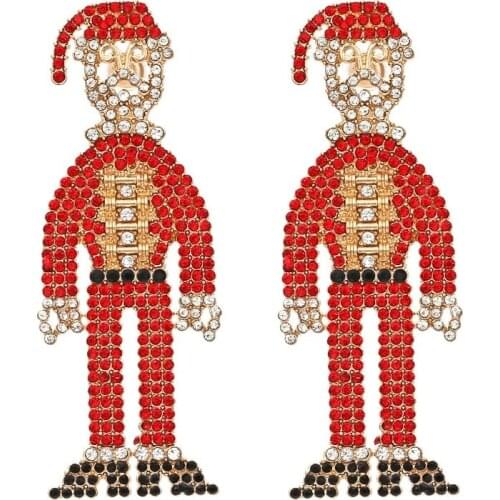 Personality Creative Cartoon Character Earrings Exaggerated Rhinestone Santa Claus Earrings
