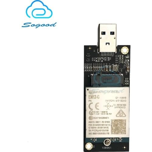 M.2 to USB3.0 adapter board with quectel EM12-G EM12GPA-512-SGAD LTE Advanced Cat12 module 600Mbps downlink 150Mbps uplink peak