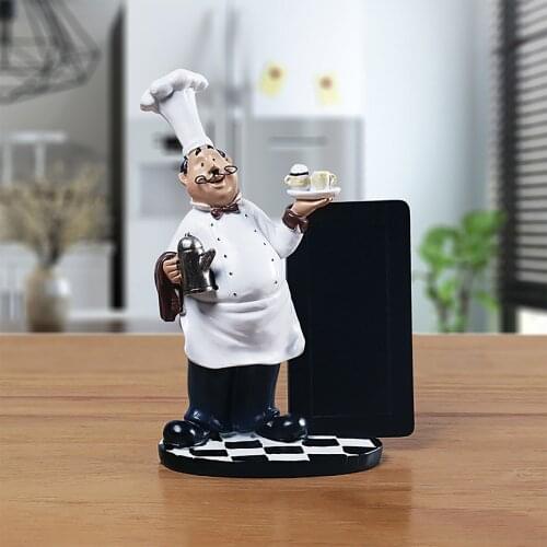 1PC Resin Message Board Mustache Chef Figurines Western Restaurant Kitchen Pastry Shop Craft Home Decoration Accessories
