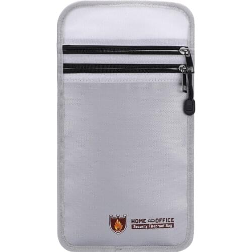 Fireproof Money Safe Bag Fire & Water Resistant Dual-Pocket Zipped Document Bag Safe Pouch
