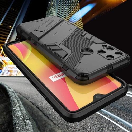 Punk Phone Case for Oppo Realme C12 C15 Narzo 20 Anti Shock Camera Lens Protection Back Kickstand Phone Cover Reno6 Stand Capas