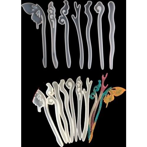 Hairpin Silicone Special Mould For Transparent Resin Real Flower DIY Hair Jewelry Making Mold Epoxy Resin Molds